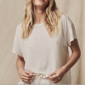The Great - The Boxy Crew Tee in Washed White Size 1